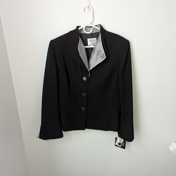 NWT Collections for Le Suit Women's Black & Sheer Collar Blazer, 16 - Picture 1 of 6